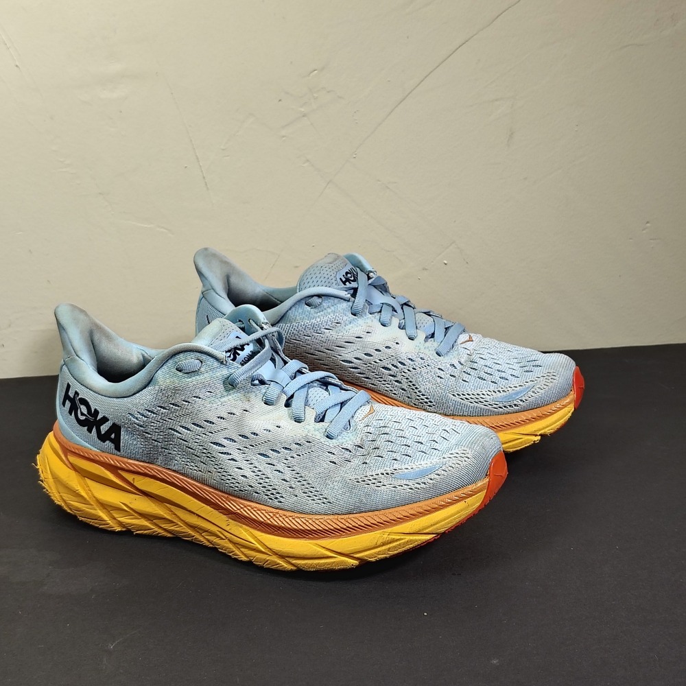 Hoka Clifton 8 Womens 8 Blue Yellow One Running Shoes Sneakers 1119394 SSIF